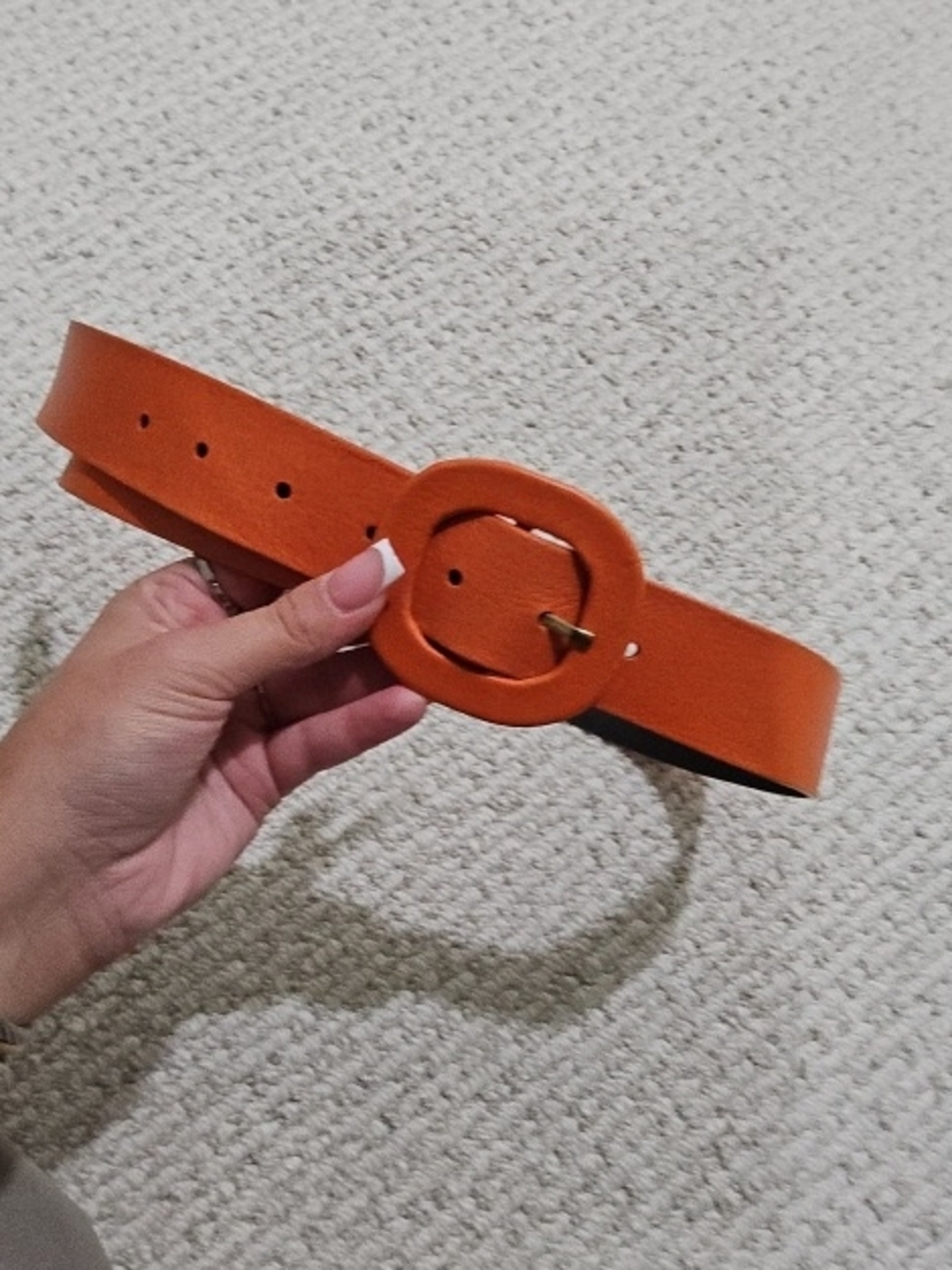 Zara Orange Wide Round-Buckle Belt